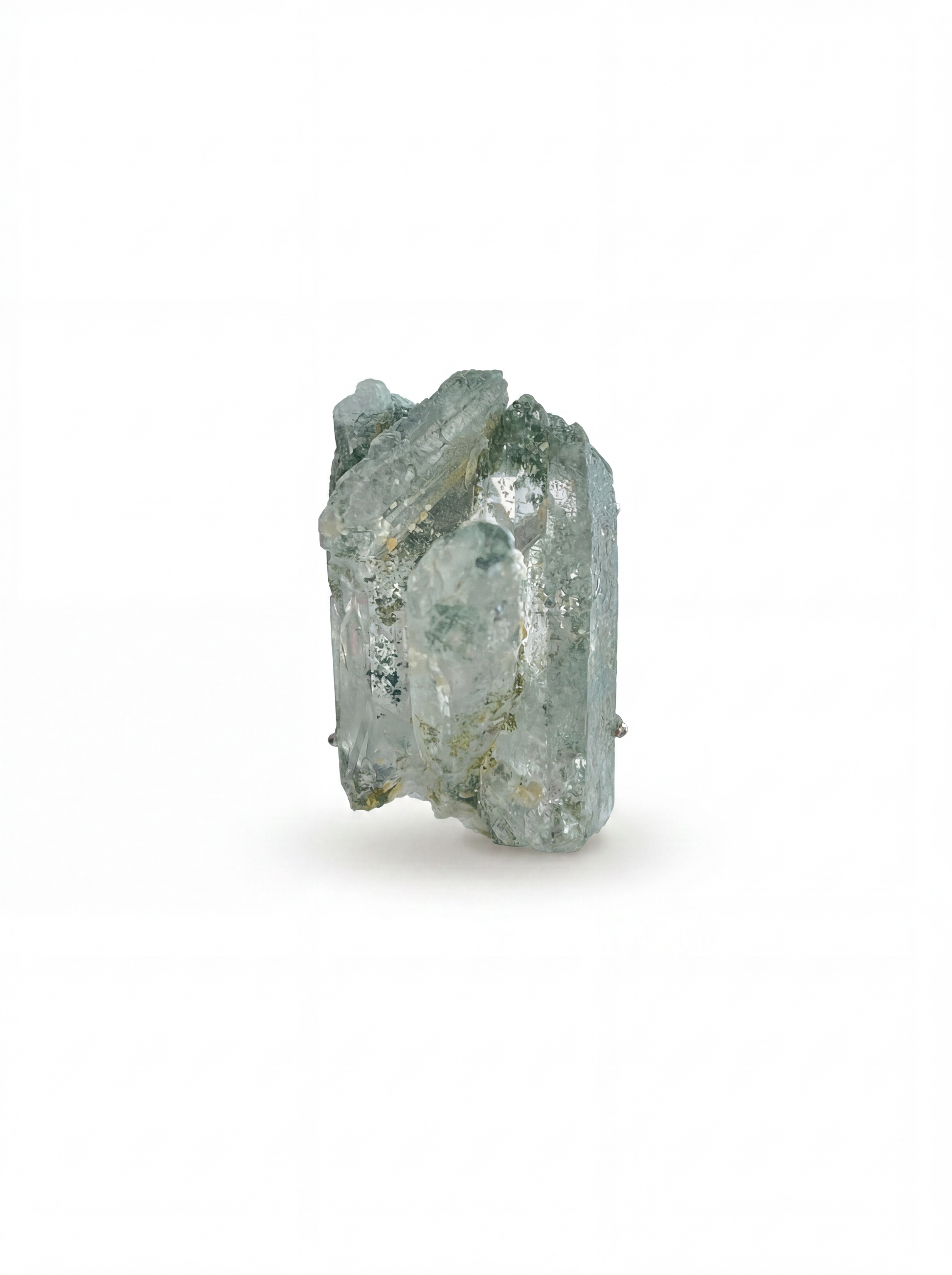 Colombian Lemurian Green Phantom Quartz Cluster ring front view