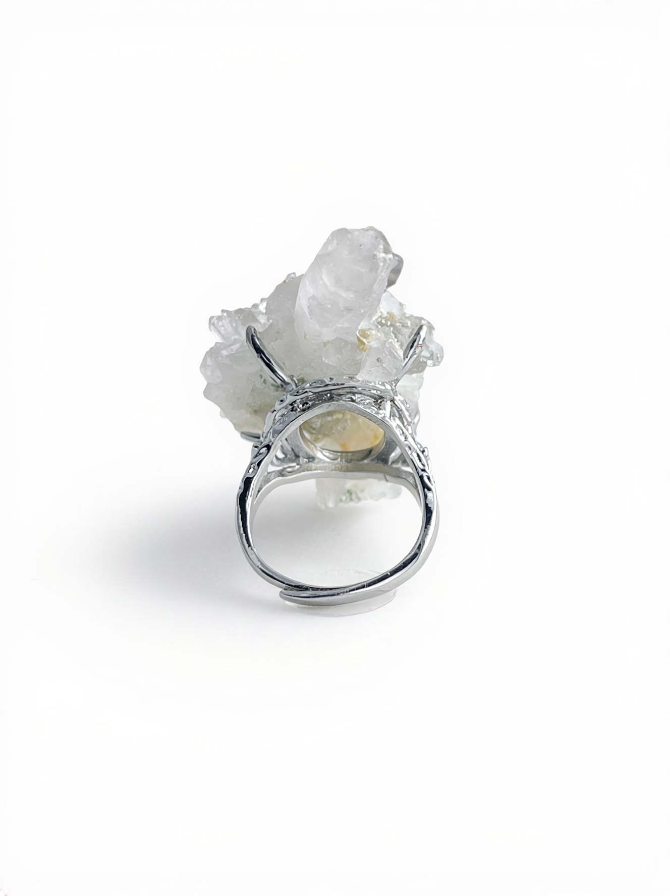 Back view of Colombian Lemurian Quartz Cluster with Dolomite Ring and adjustable open band
