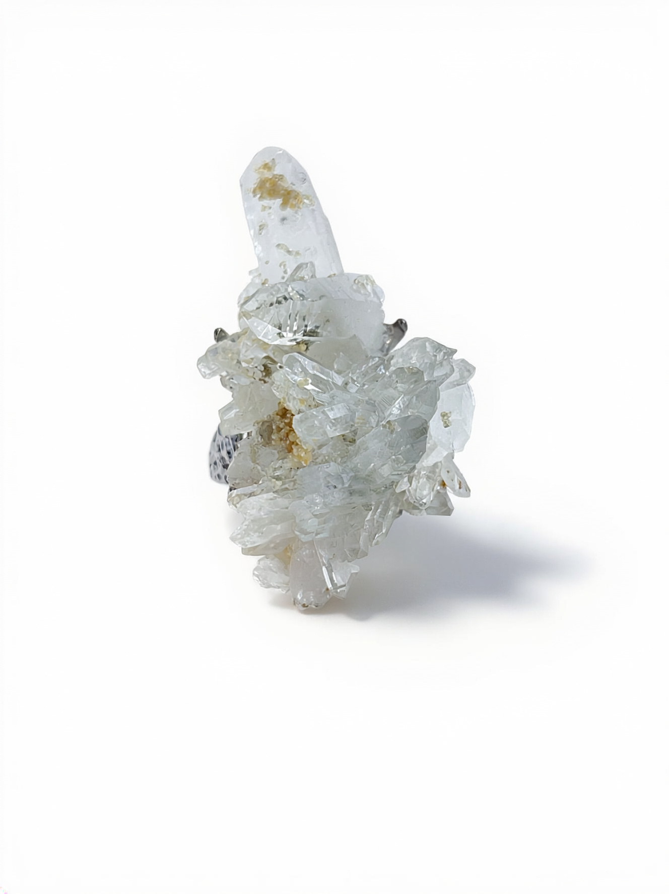 Colombian Lemurian Quartz Cluster with Dolomite Ring front view