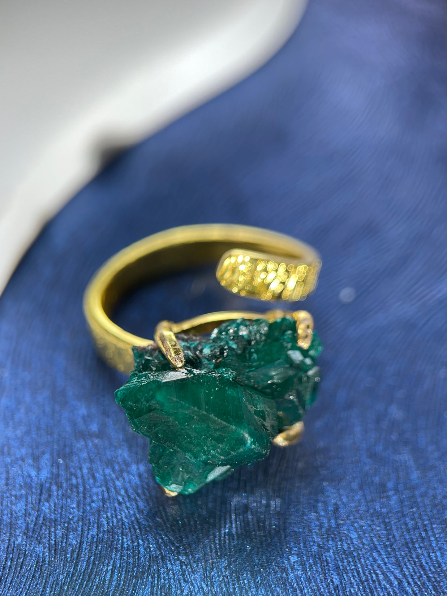 Dioptase ring / necklace / earrings