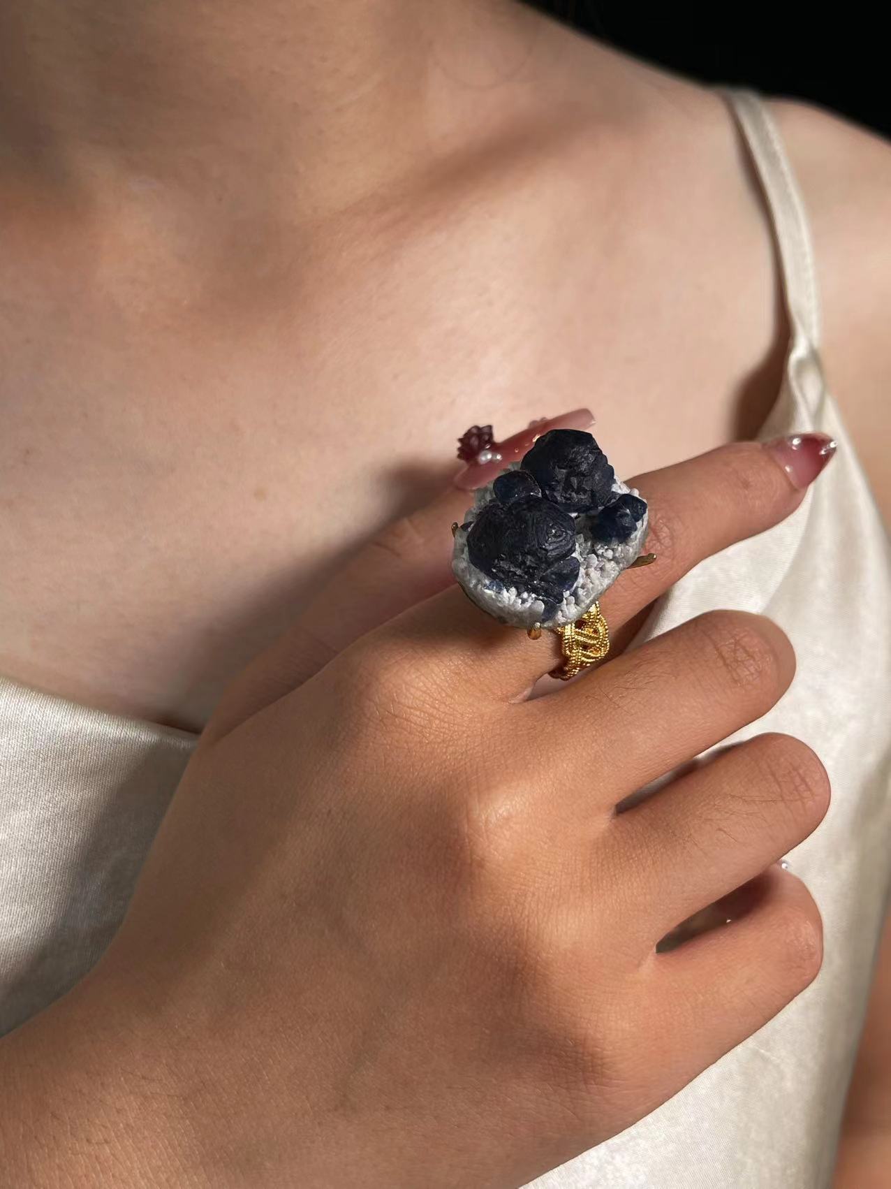 Blueberry Fluorite Ring