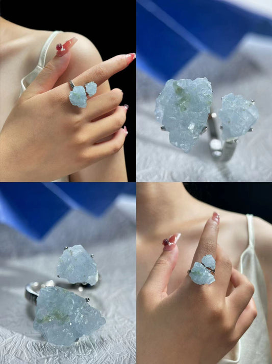 Double Blue Calcite ring