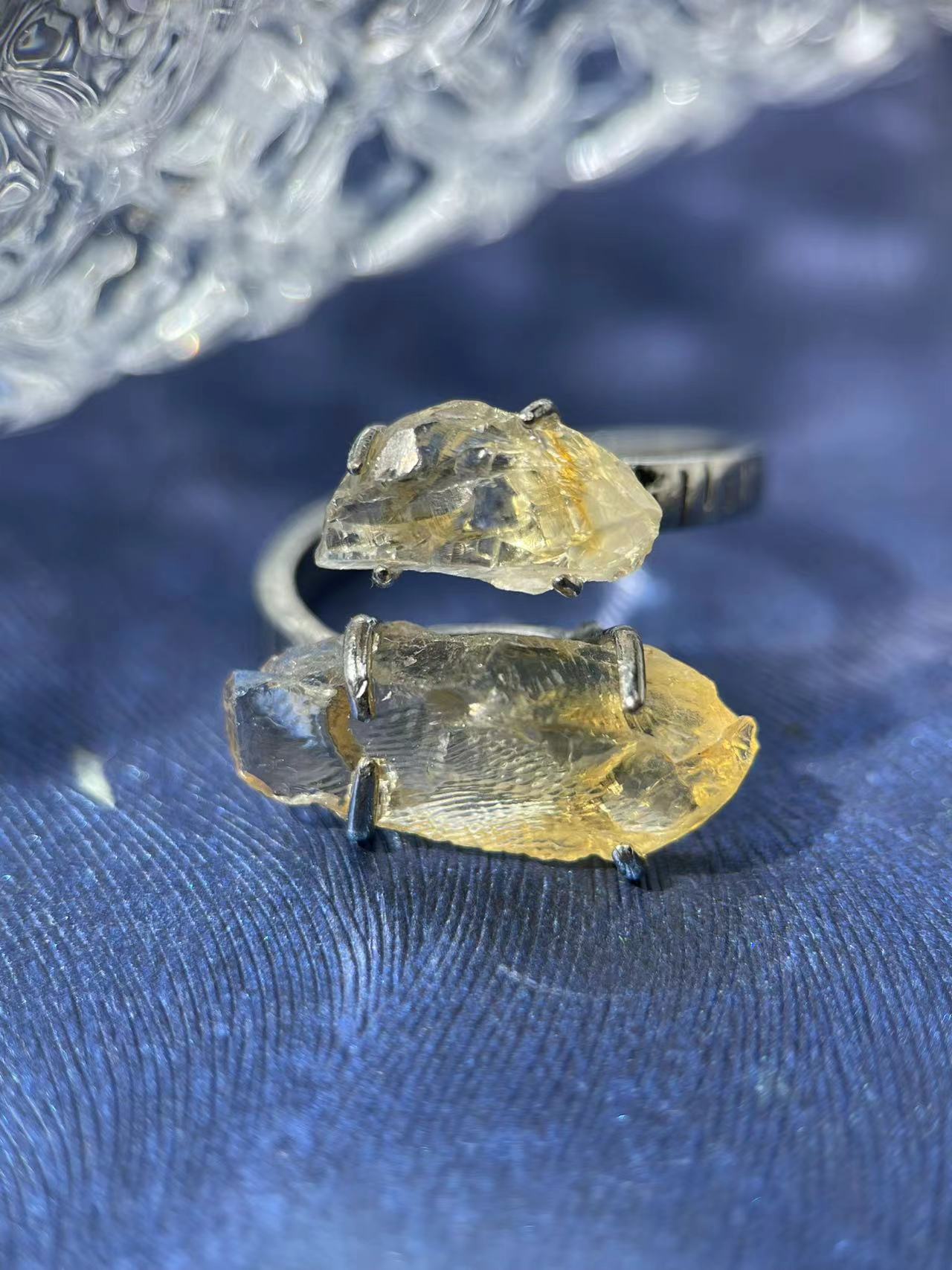 Double Flower Citrine Ring