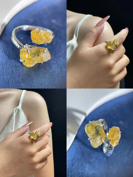 Double Flower Citrine Ring