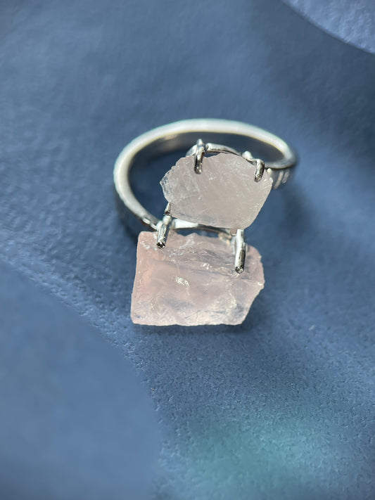 Double Rose Quartz Ring
