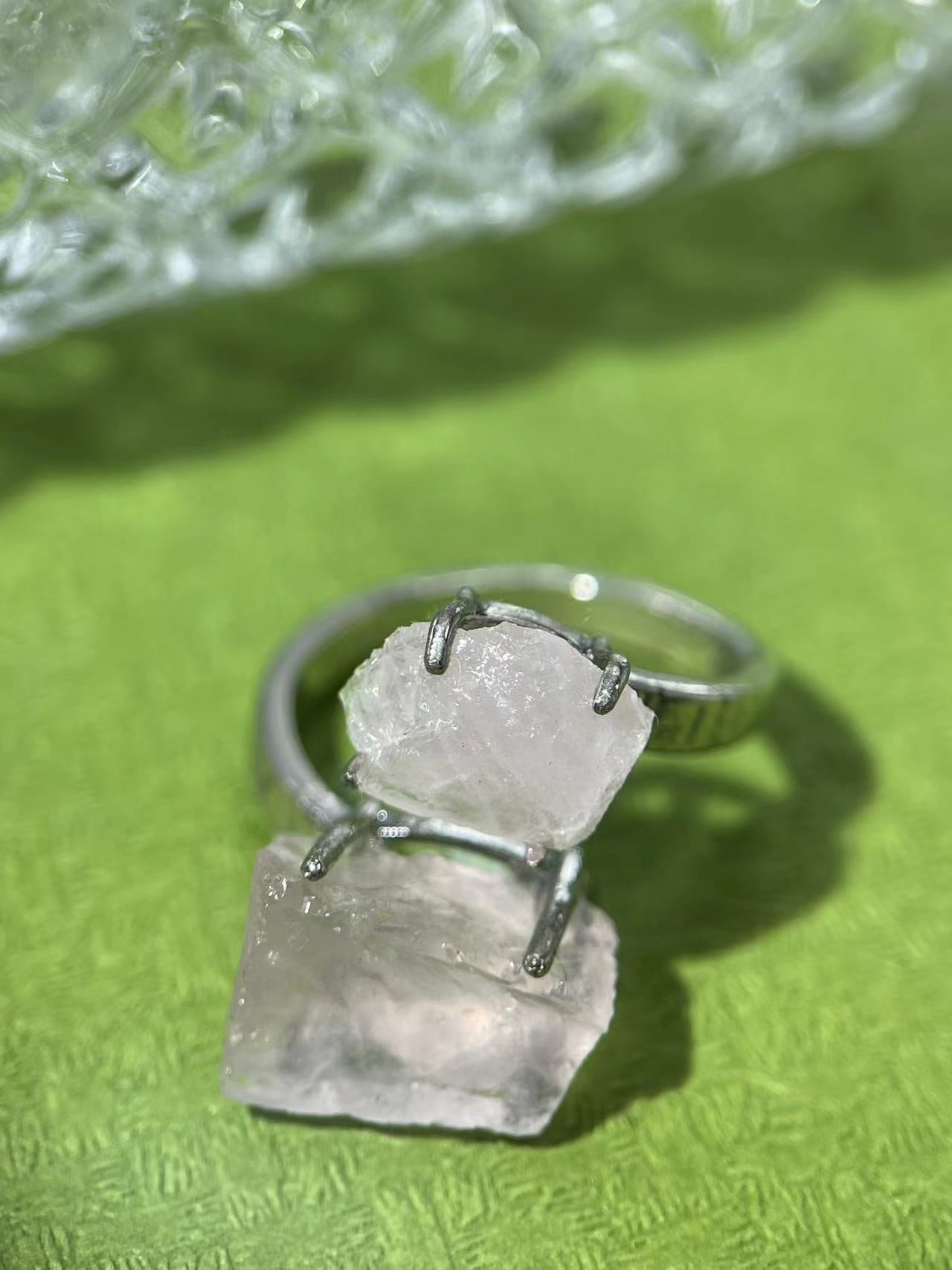Dual Pink Calcite Rose Ring