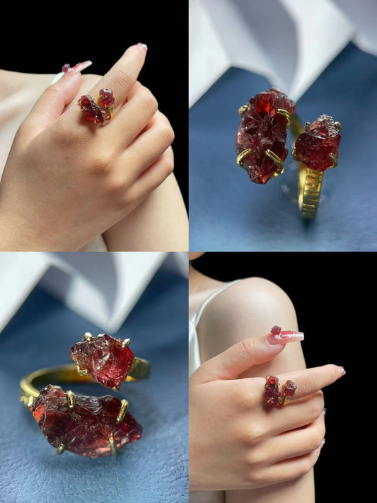 Garnet Cluster Twin Ring