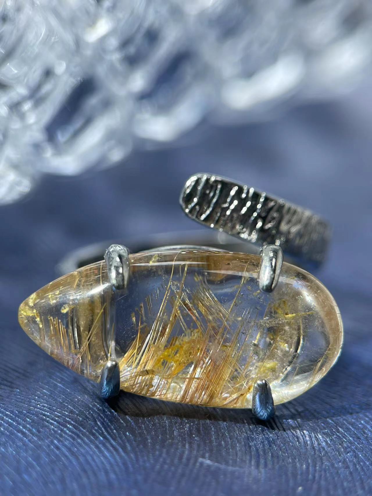 Golden Rutilated Quartz Ring