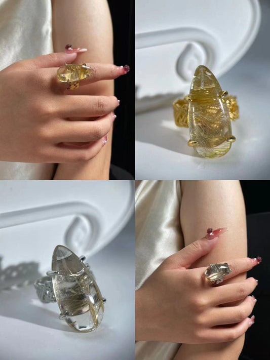 Golden Rutilated Quartz Ring