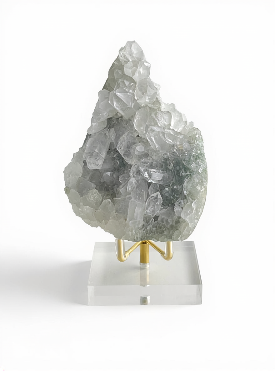 quartz cluster on green chlorite matrix from Kullu Himalayan India front view