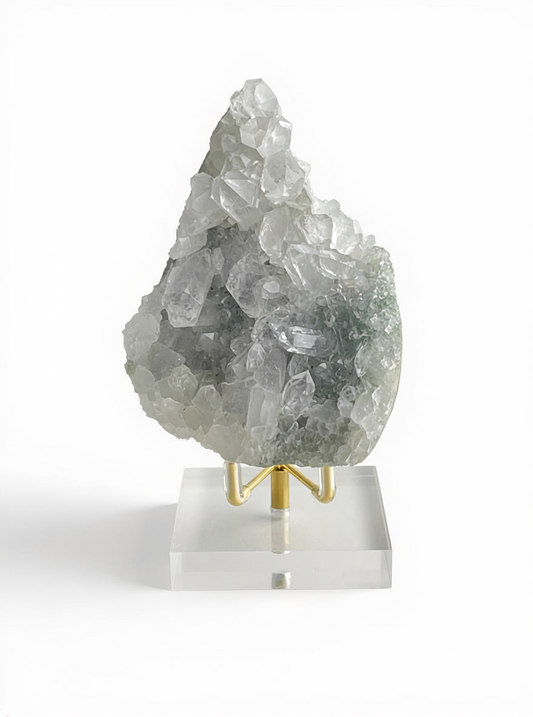 quartz cluster on green chlorite matrix from Kullu Himalayan India front view