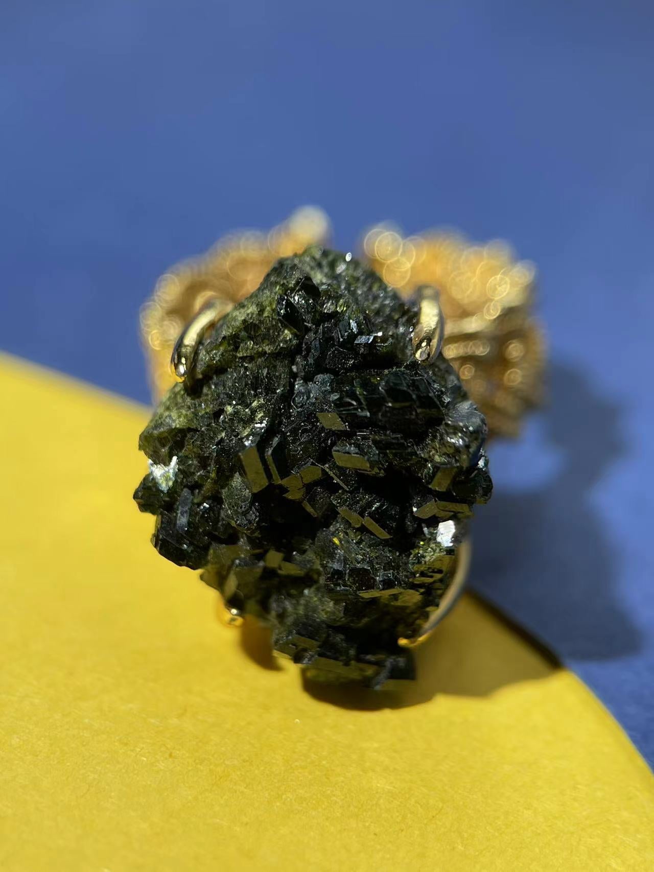 Verdelite Tourmaline with Epidote Ring
