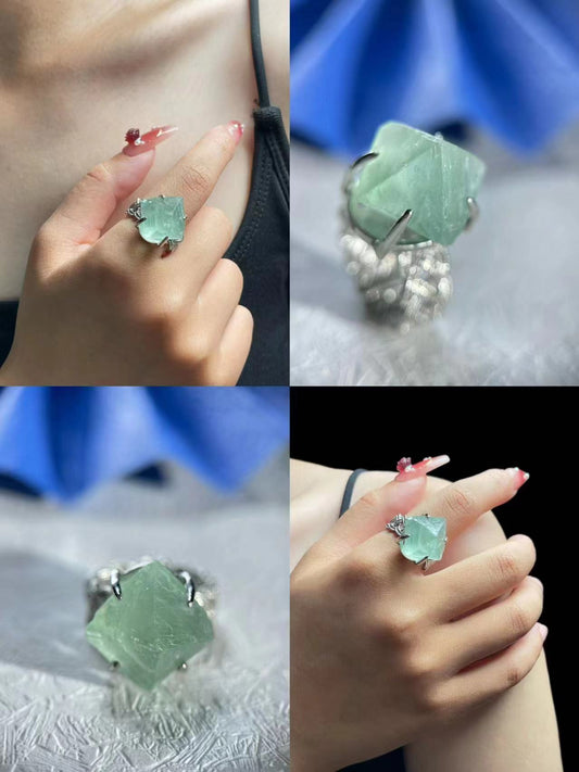 Green Octahedral Fluorite Ring