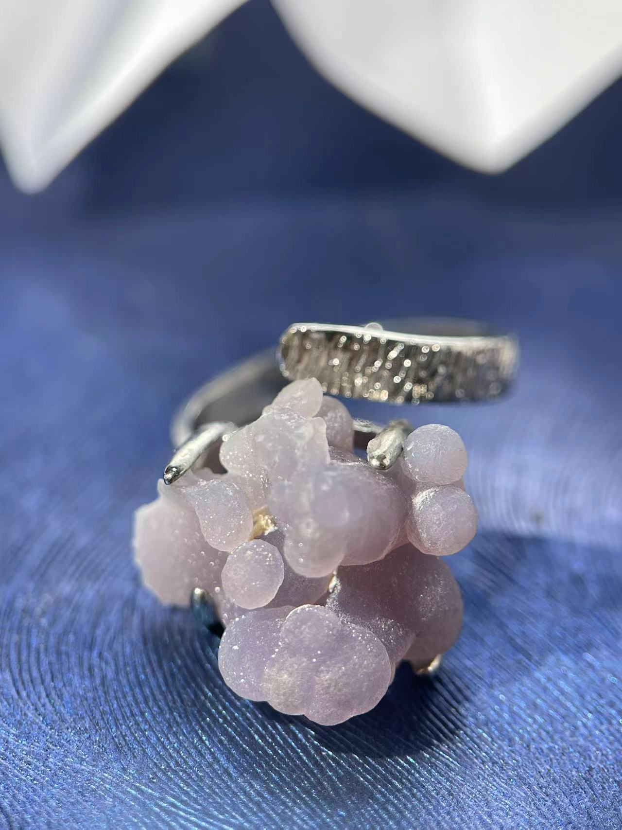 Prehnite Raw Crystal Ring