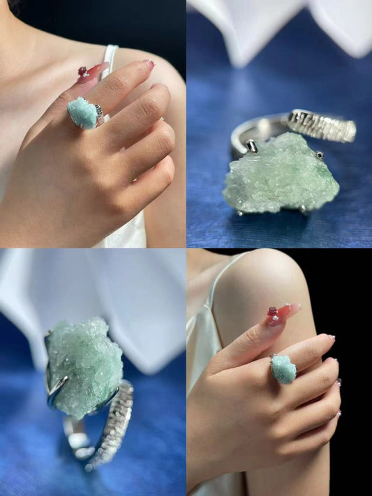 Green Strawberry Quartz Ring