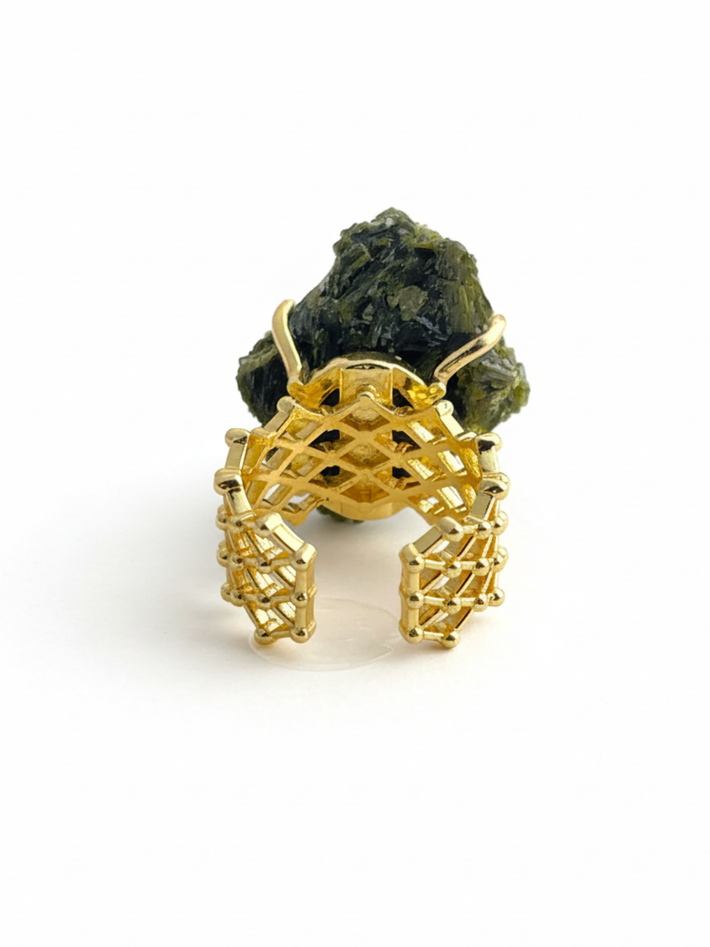 Back view of green tourmaline cluster ring