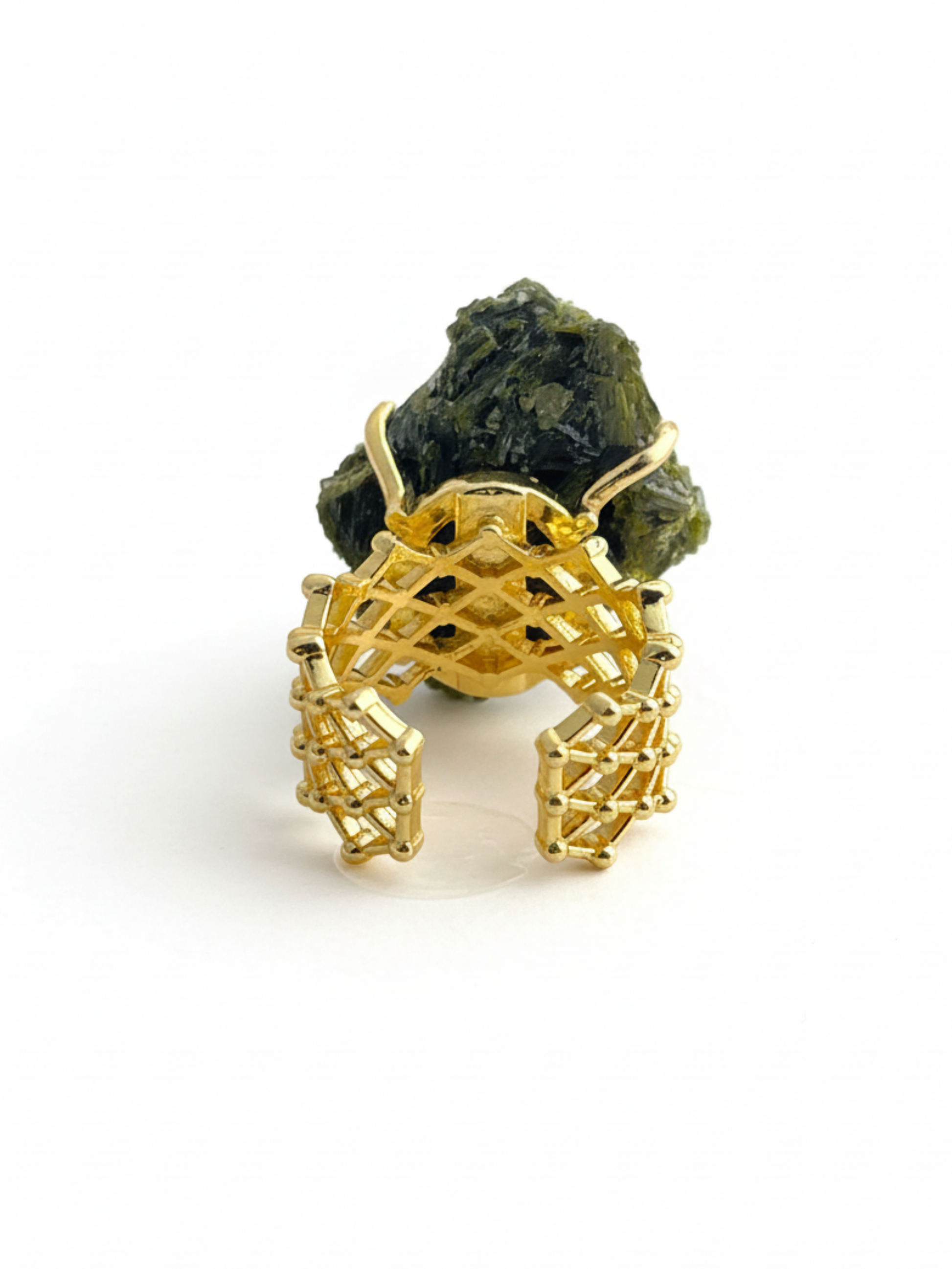 Back view of green tourmaline cluster ring