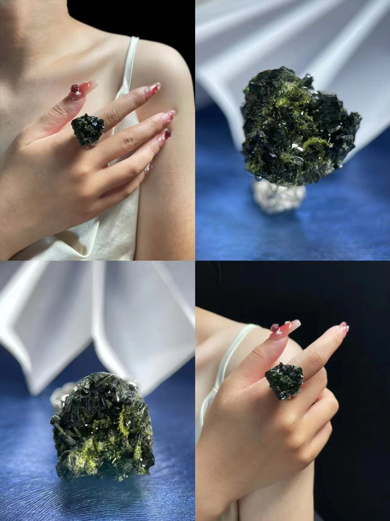 Verdelite Tourmaline with Epidote Ring