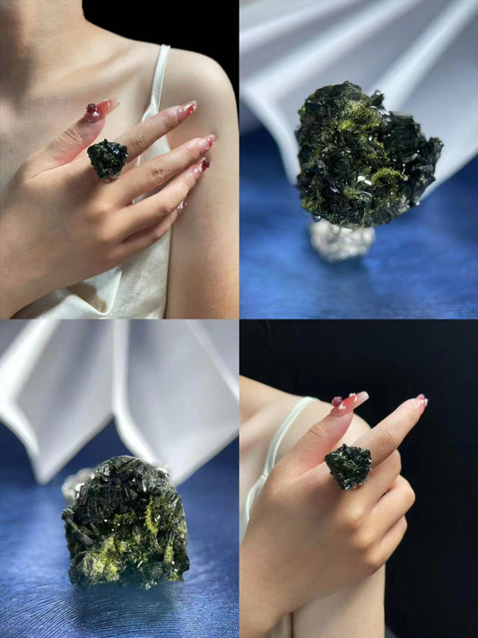 Verdelite Tourmaline with Epidote Ring