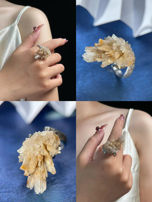 Raw Gypsum Flower Ring