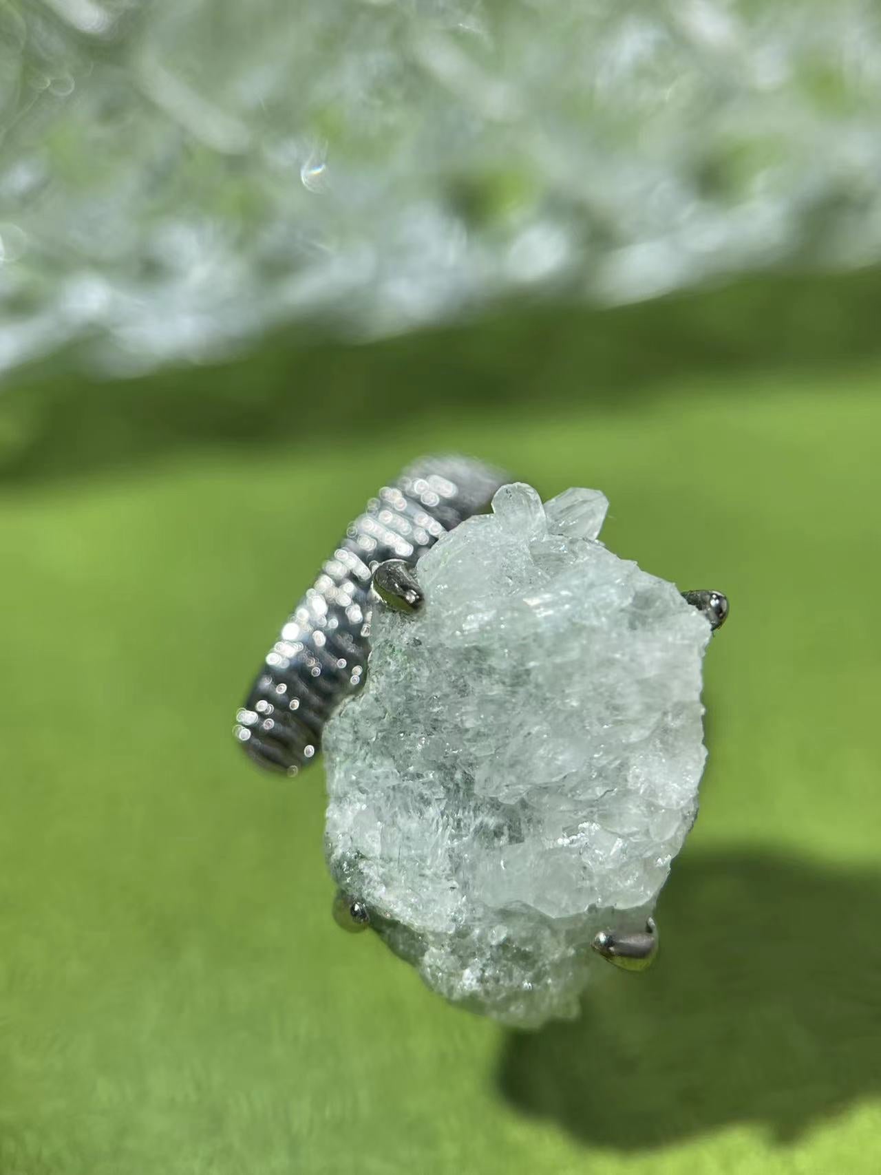 Green Strawberry Quartz Ring