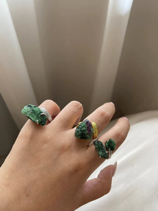 Ruby in Zoisite Raw Crystal Ring