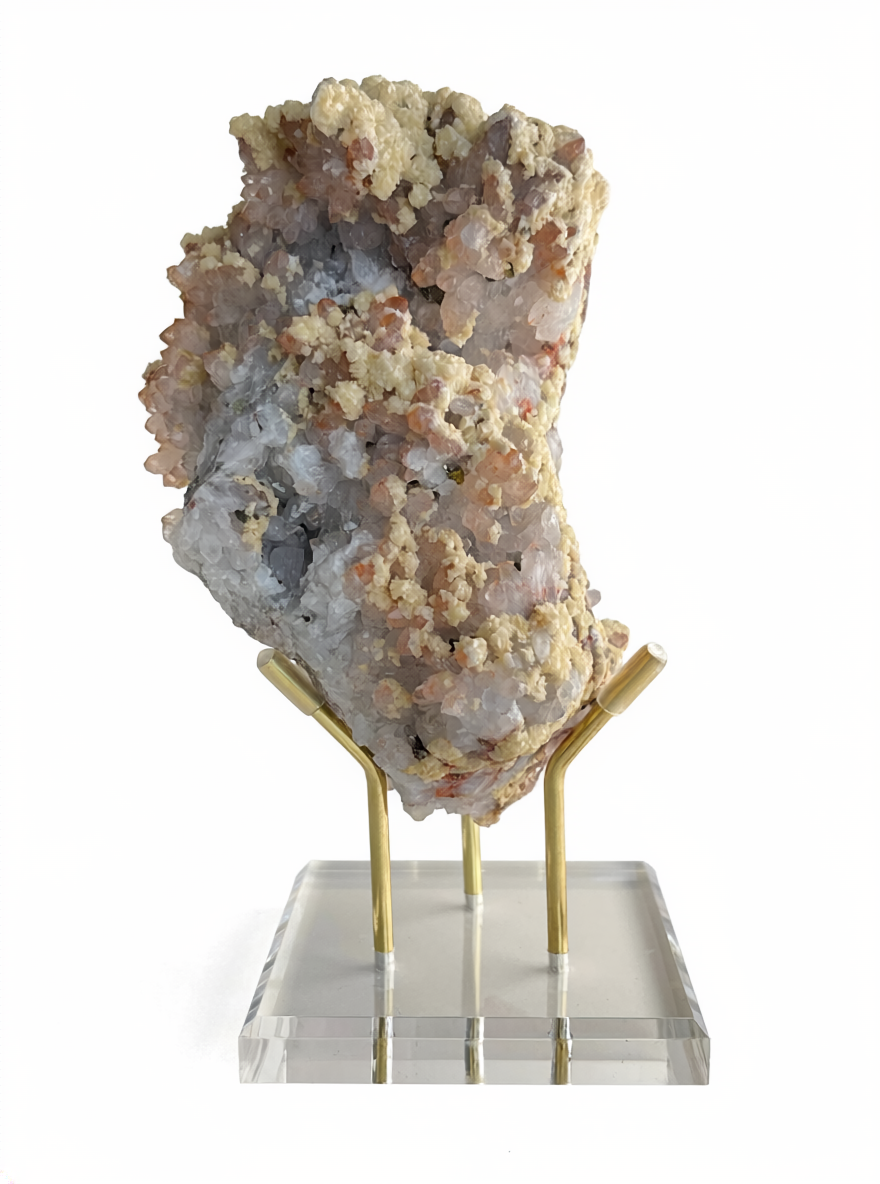 hematoid quartz with dolomite and chalcopyrite mineral specimen from China front view