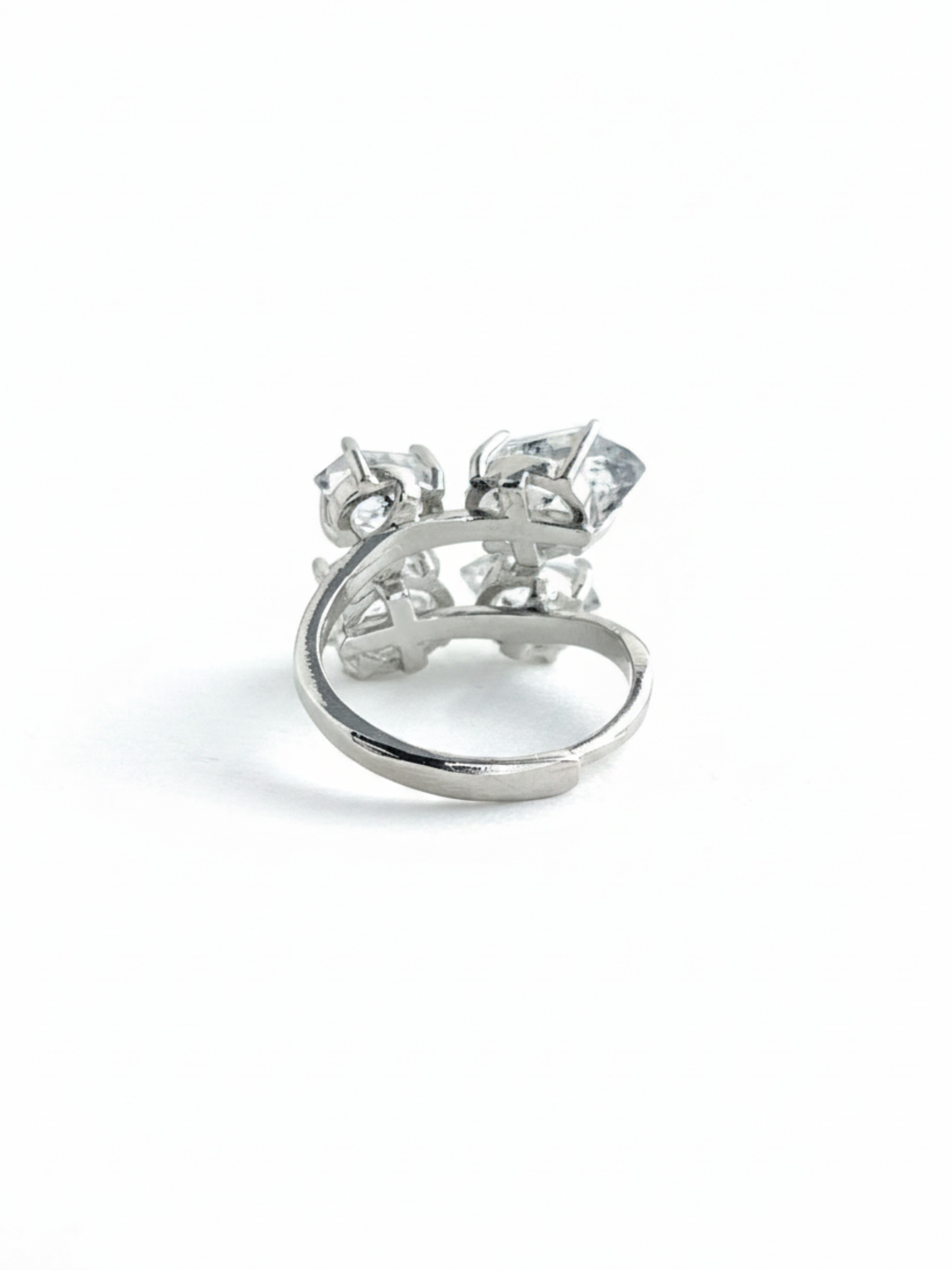 Back view of adjustable Herkimer Diamond Quartz ring