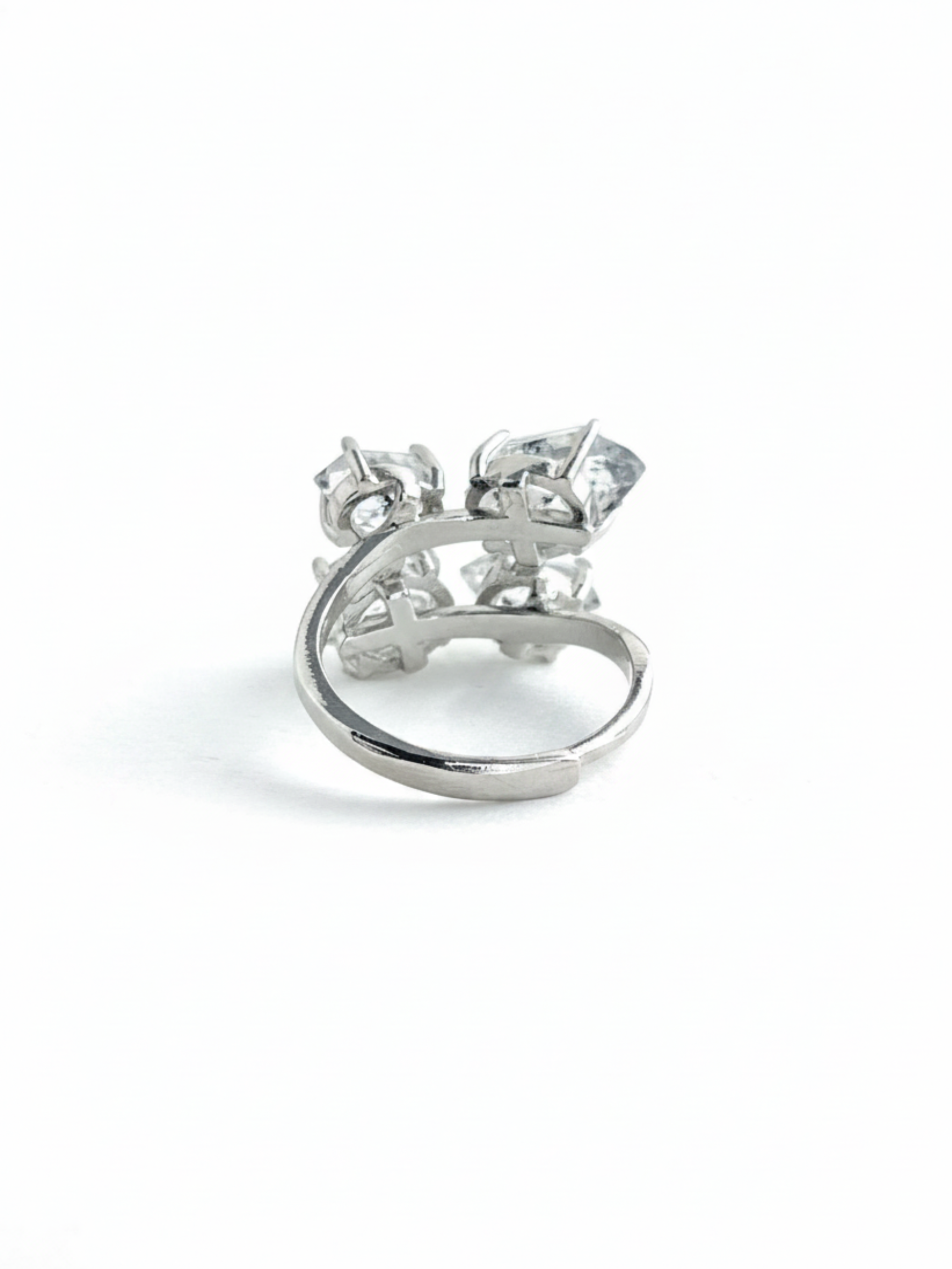 Back view of adjustable Herkimer Diamond Quartz ring