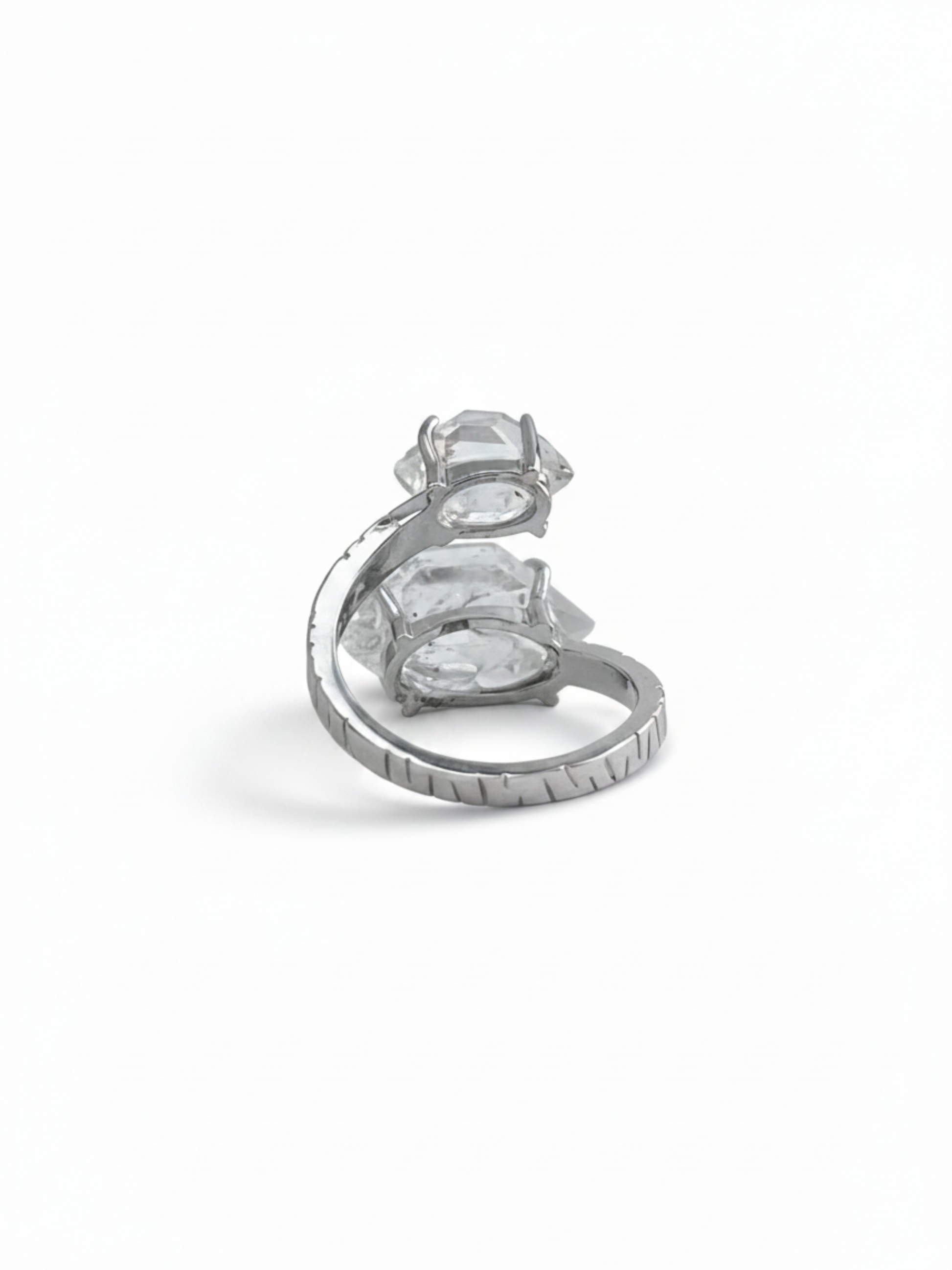 Back view of adjustable Herkimer Diamond Quartz ring