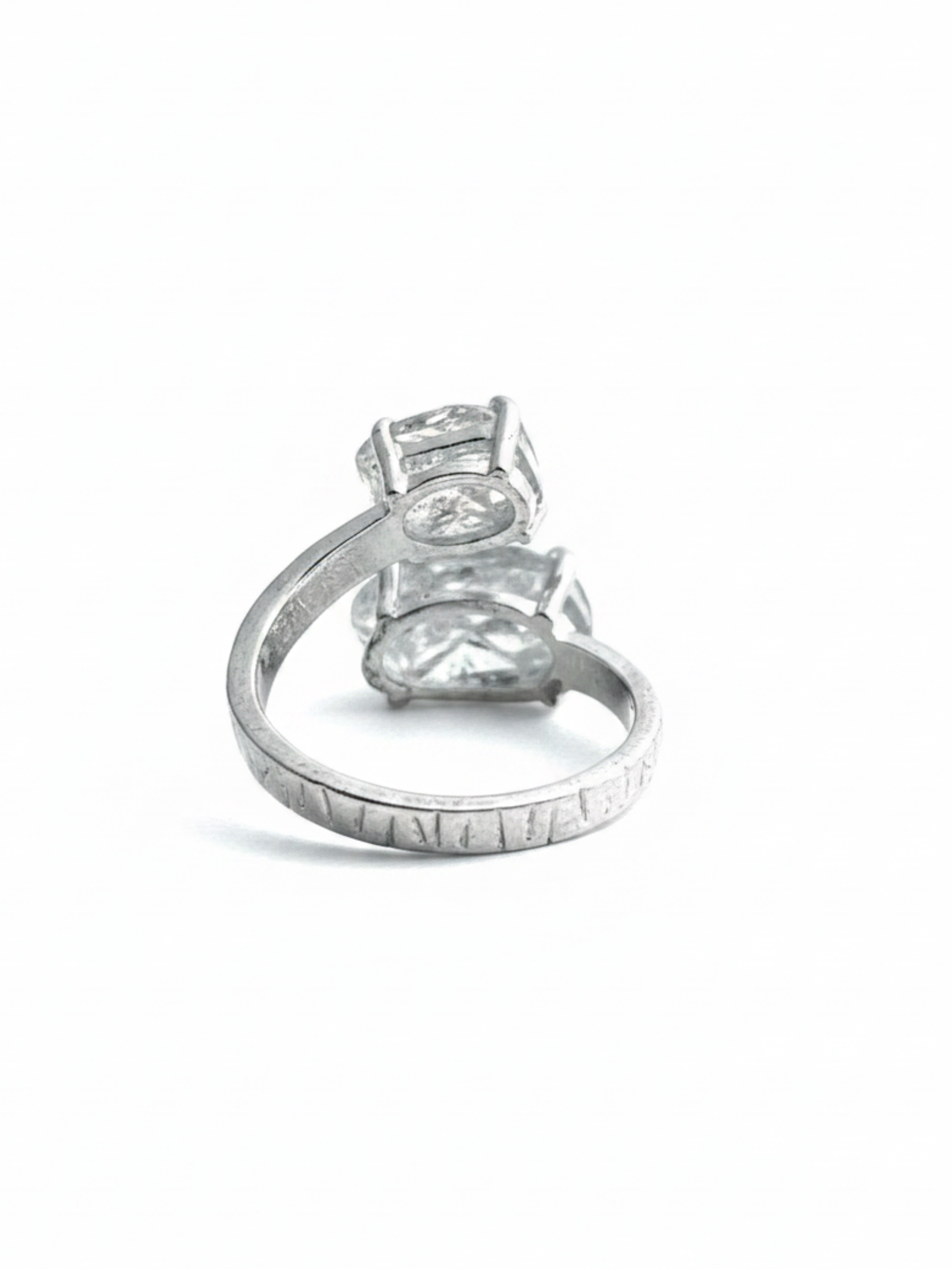 Back view of adjustable Herkimer Diamond Quartz ring