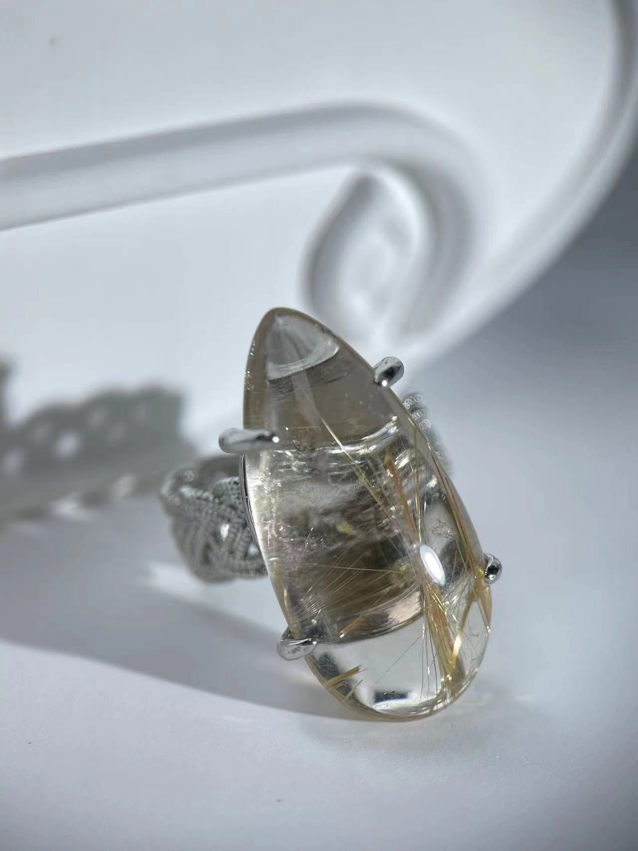 Golden Rutilated Quartz Ring