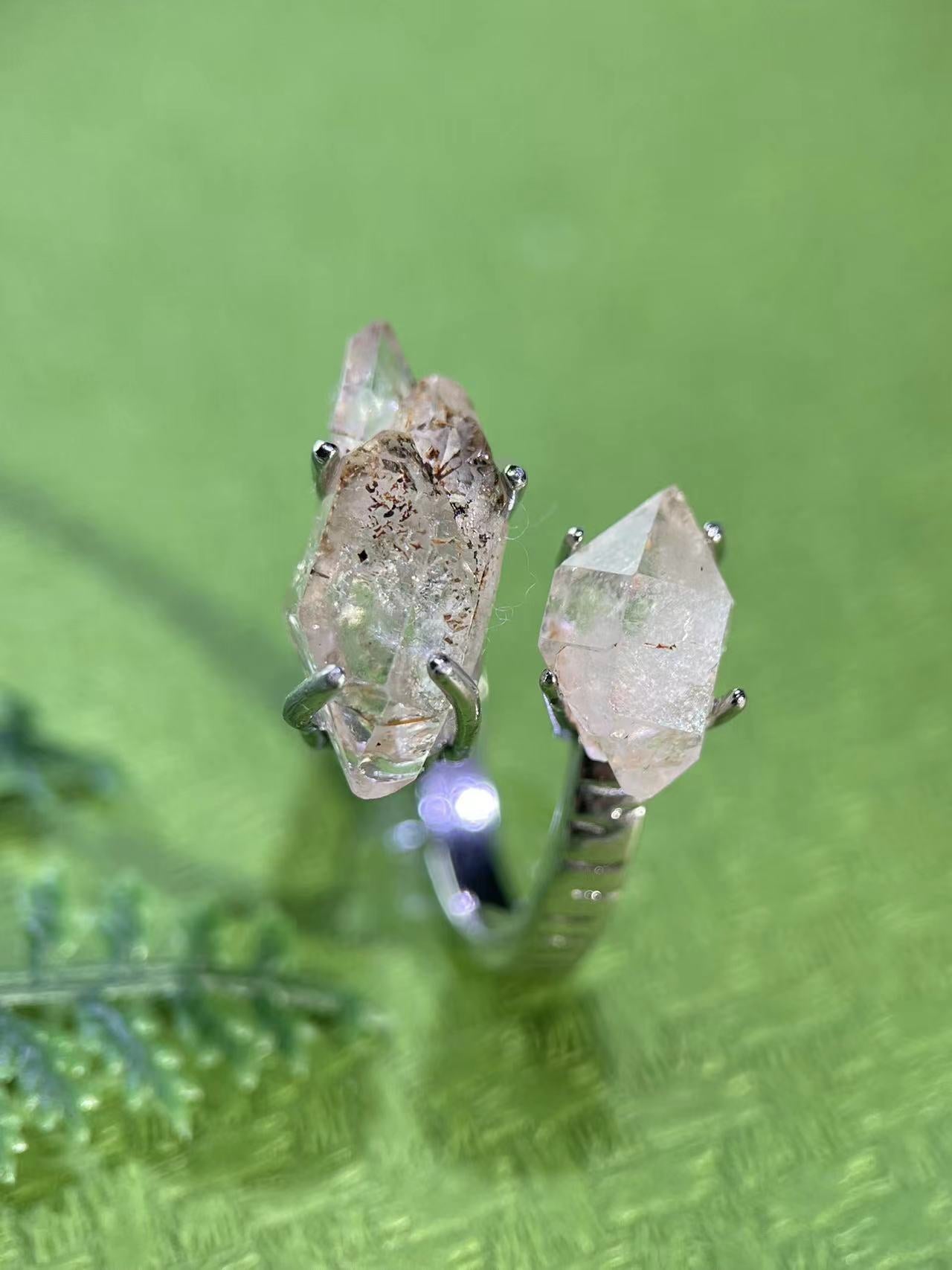 Double Red Clay Petroleum Quartz Ring