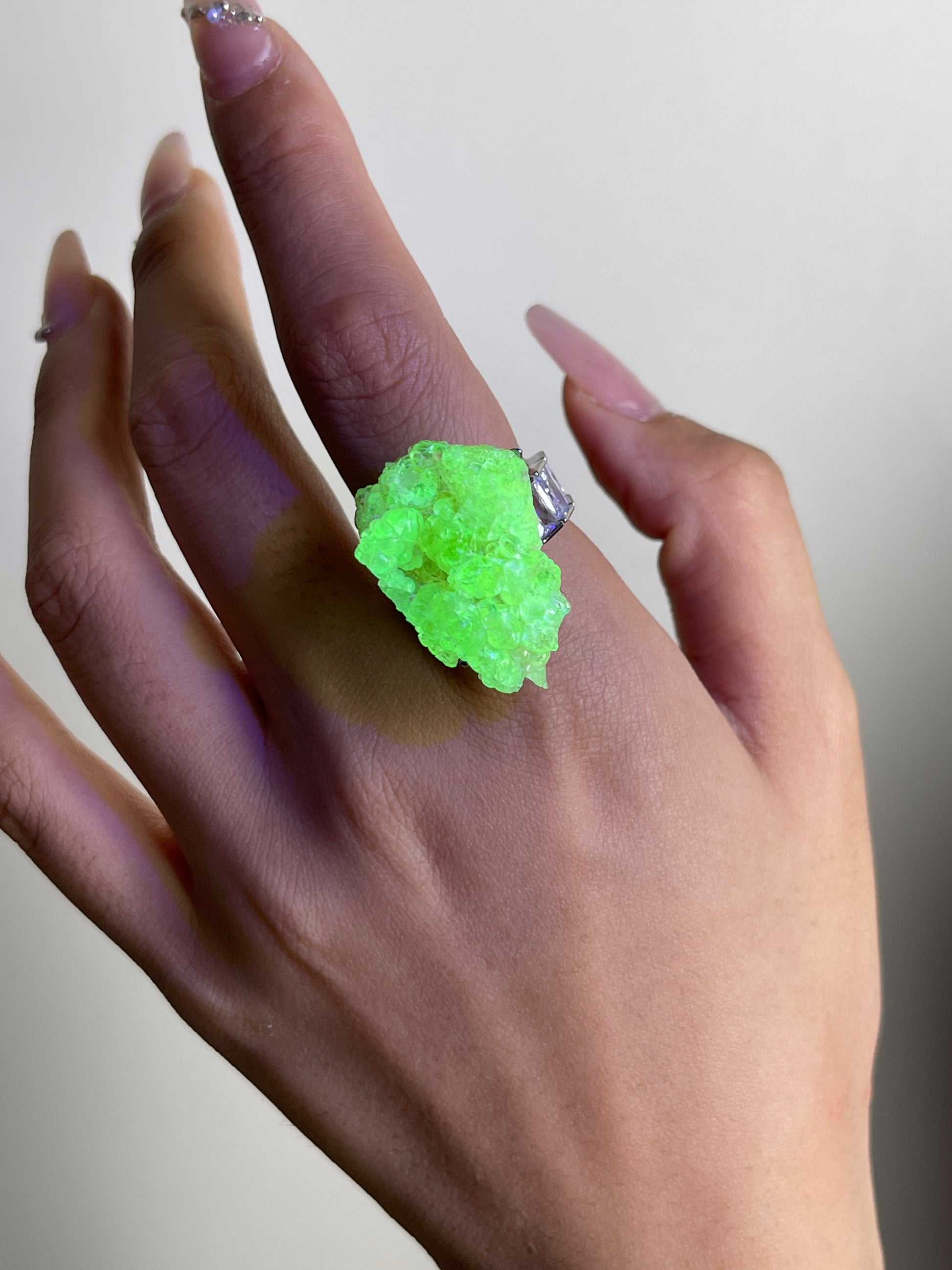 Hyalite Opal Ring worn on hand