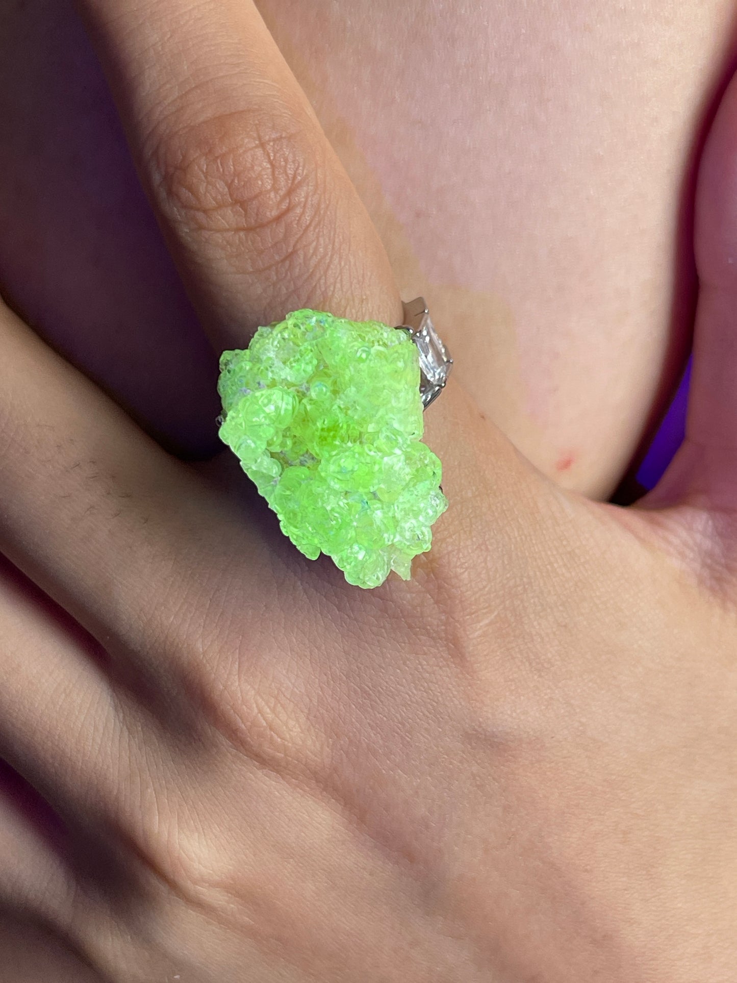 Hyalite Opal Ring front view
