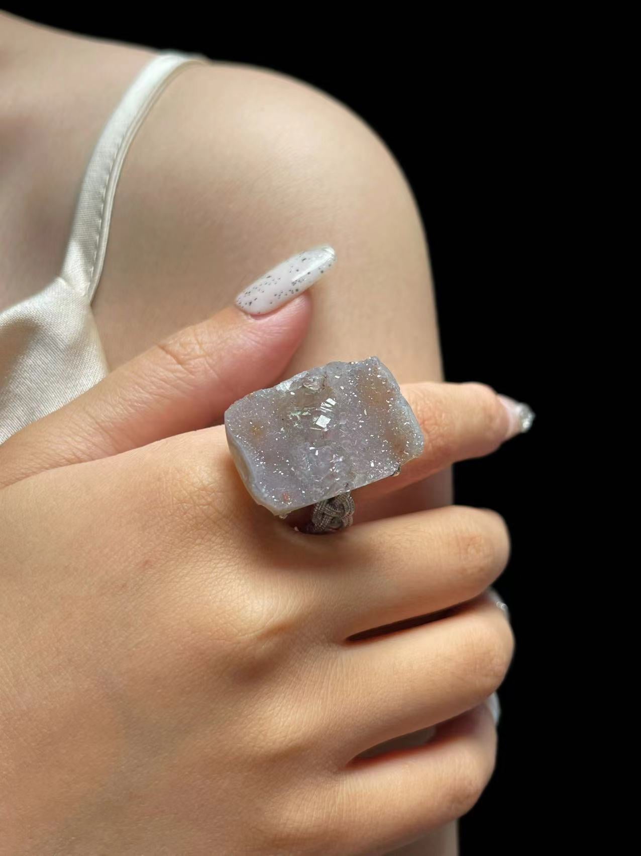 Rectangular Sugar Quartz Ring