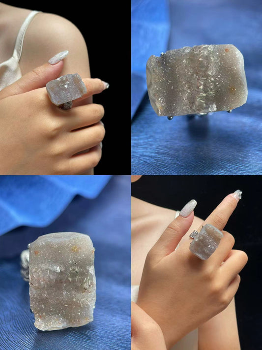 Rectangular Sugar Quartz Ring