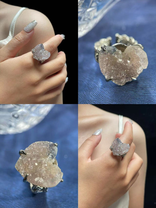 Heart-Shaped Sugar Quartz Ring