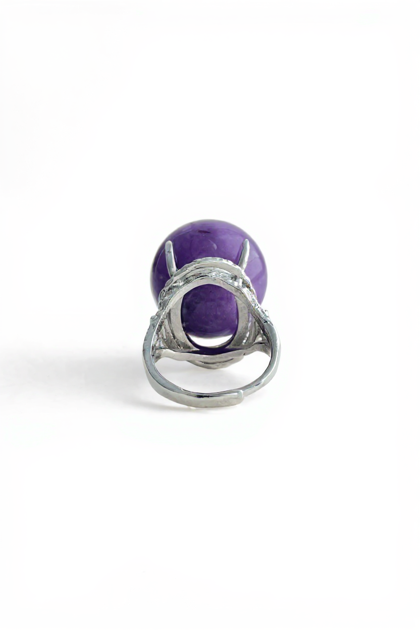 Back view of adjustable Lilac Lepidolite ring