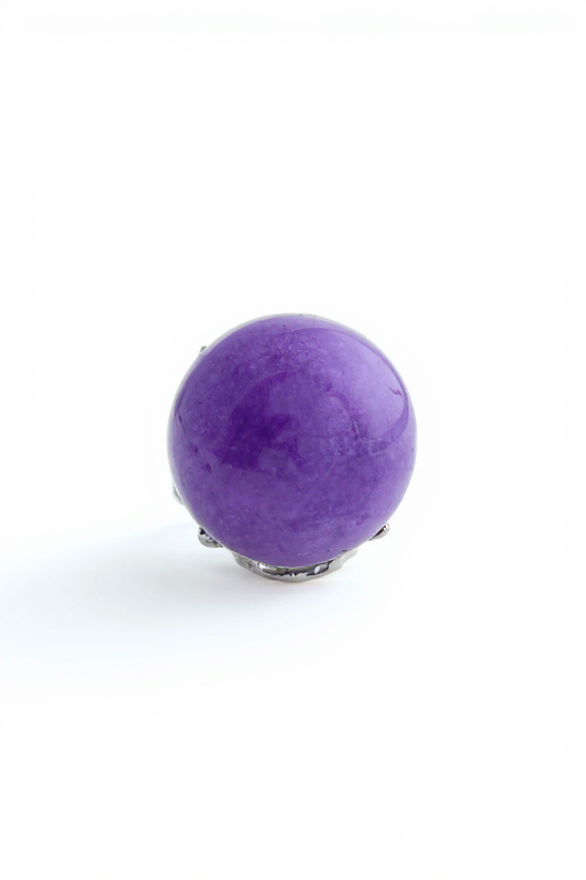 Lilac Lepidolite dome ring front view