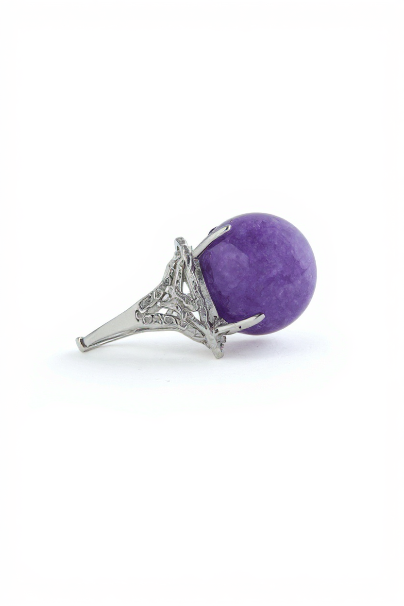Side view of Lilac Lepidolite dome ring