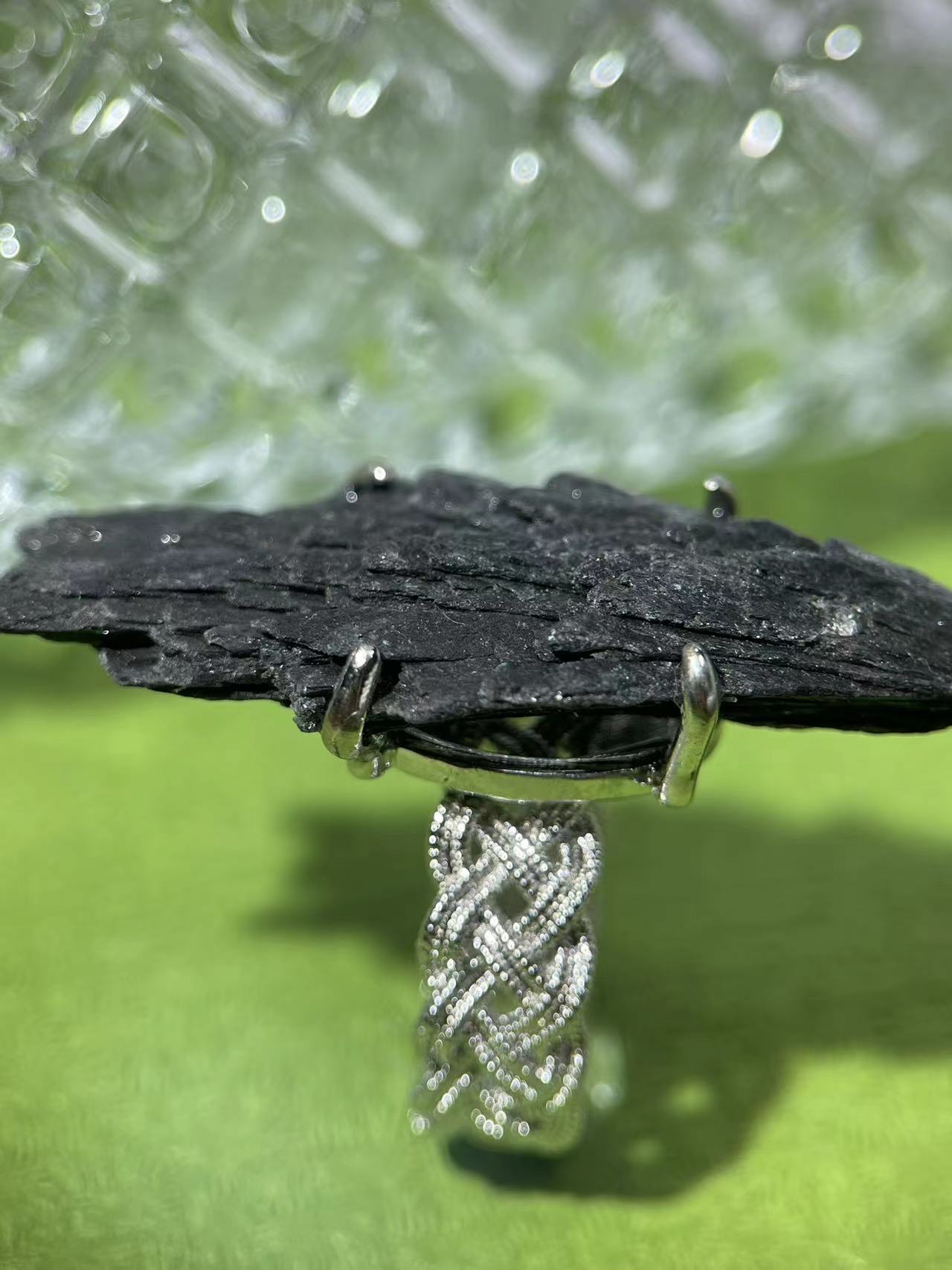 Black Tourmaline (Braided Band Variation) Ring