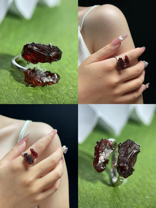 Twin Mexican Geode Raw Crystal Ring