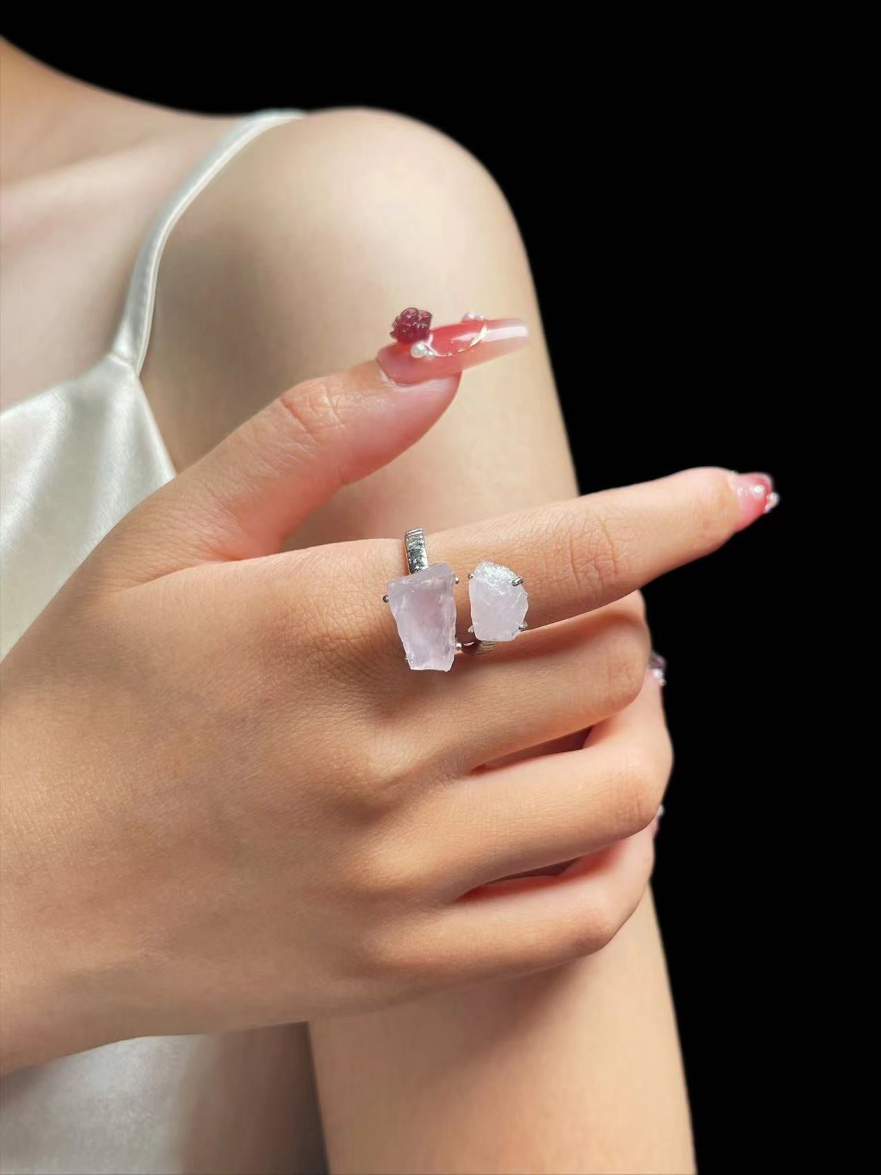 Dual Pink Calcite Rose Ring