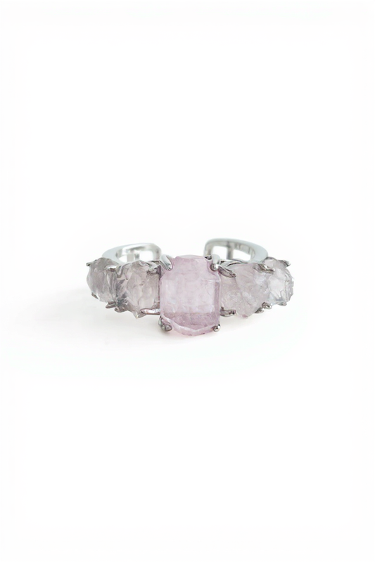Morganite and Rose Quartz Ring front view
