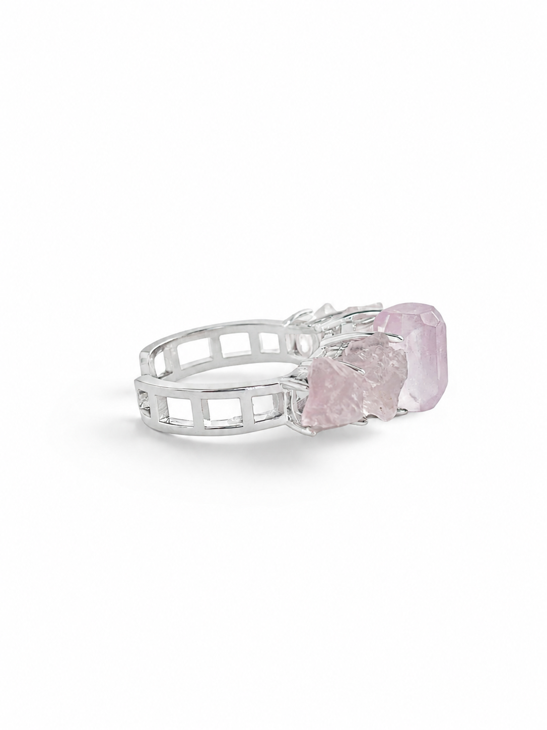 Morganite and Rose Quartz Ring side view
