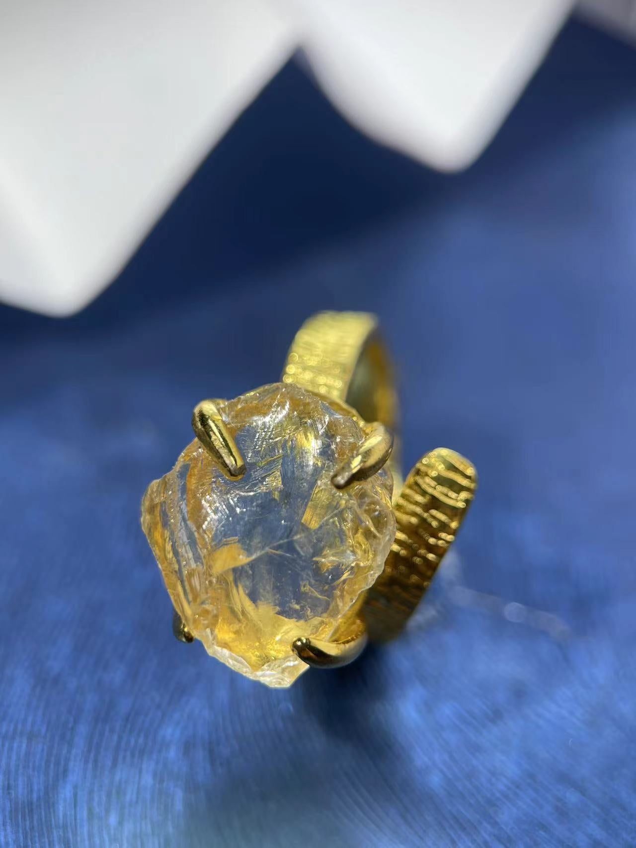 Golden Root – Raw Citrine Ring