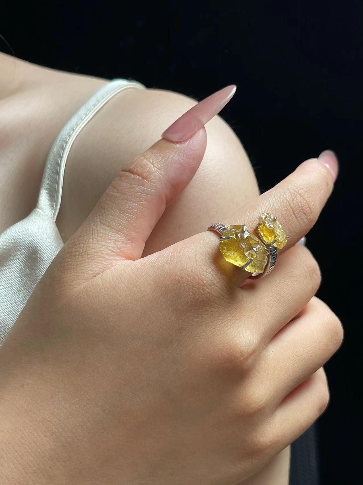 Double Flower Citrine Ring