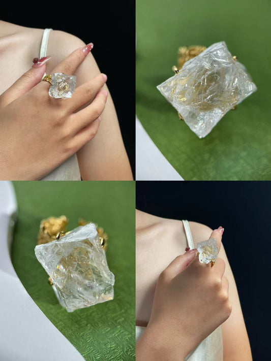 Raw Clear Quartz Ring
