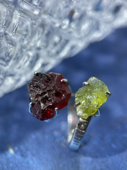 Garnet with Diopside Raw Ring